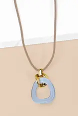 Zenzii Curved Oval Pendant Long Necklace
