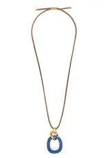 Zenzii Curved Oval Pendant Long Necklace
