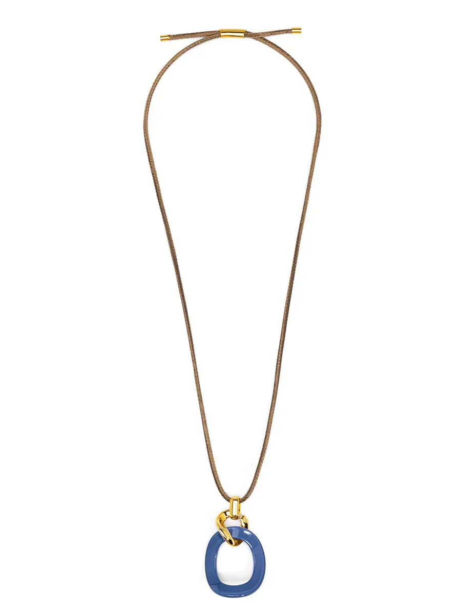 Zenzii Curved Oval Pendant Long Necklace