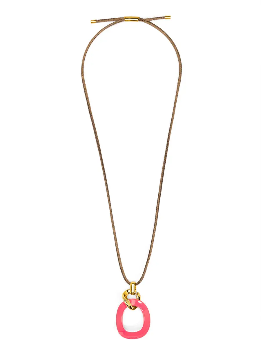 Zenzii Curved Oval Pendant Long Necklace