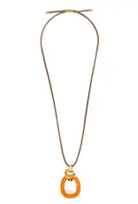 Zenzii Curved Oval Pendant Long Necklace
