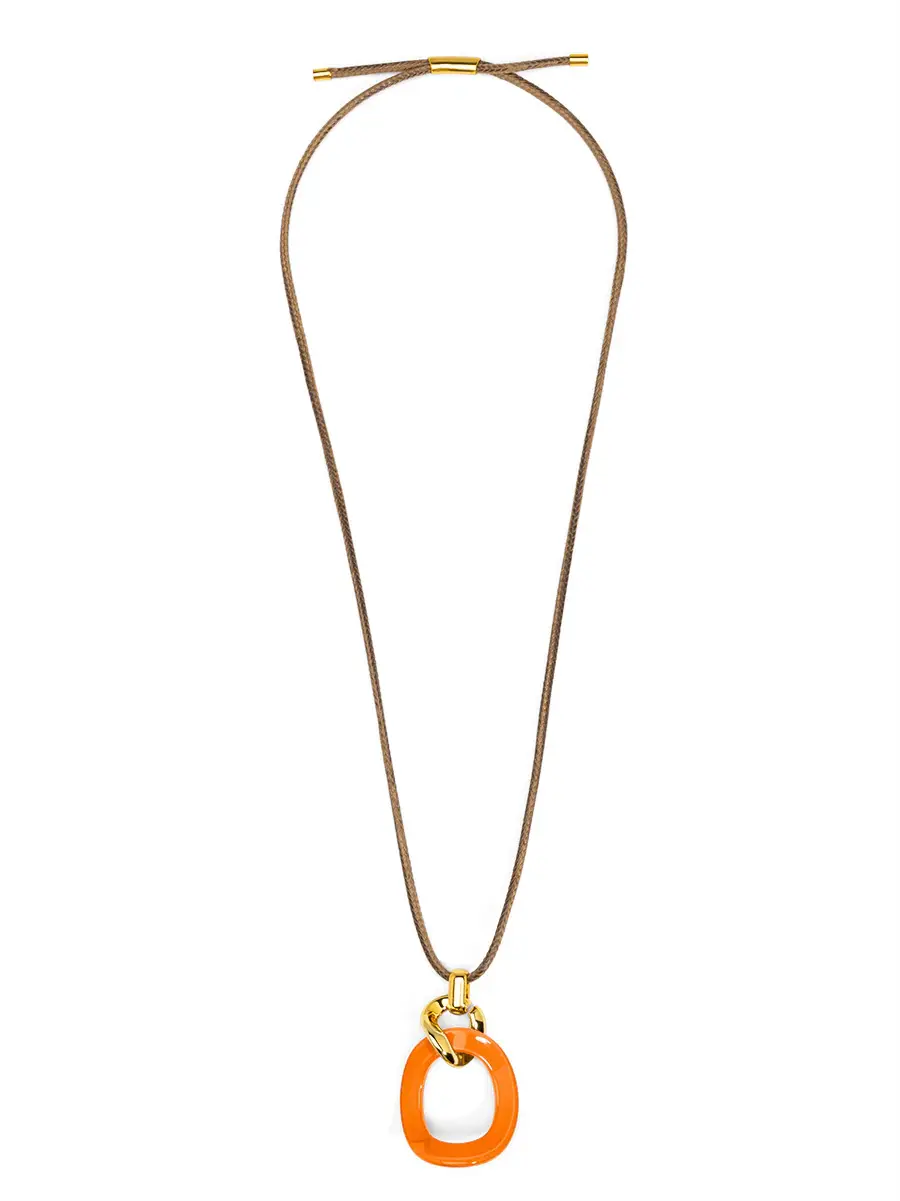 Zenzii Curved Oval Pendant Long Necklace