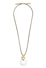 Zenzii Curved Oval Pendant Long Necklace