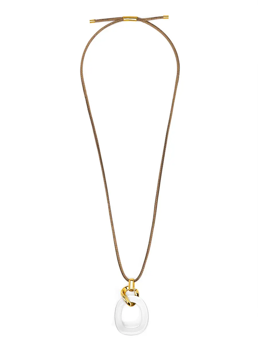 Zenzii Curved Oval Pendant Long Necklace