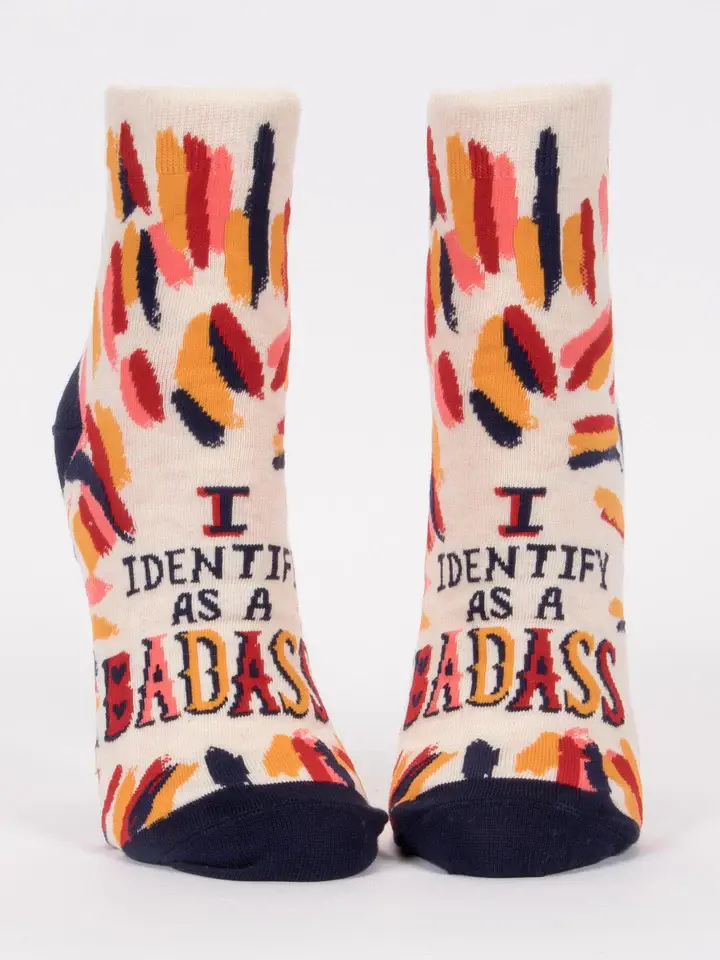 Blue Q I Identify As A Badass Womens Socks