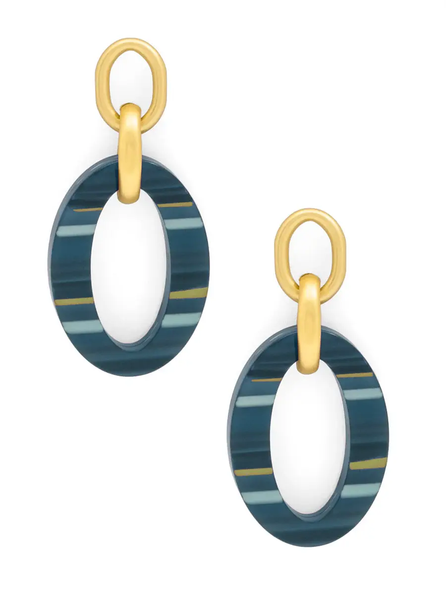 Zenzii Resin Striped Ellipse Earring