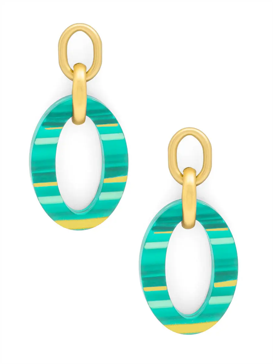 Zenzii Resin Striped Ellipse Earring