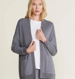 Barefoot Dreams Brushed Fleece Mix Cardigan Coal