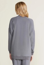 Barefoot Dreams Brushed Fleece Mix Cardigan Coal