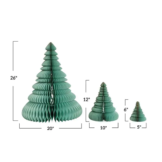 Glittered Recycled Paper Folding Trees Set of 3