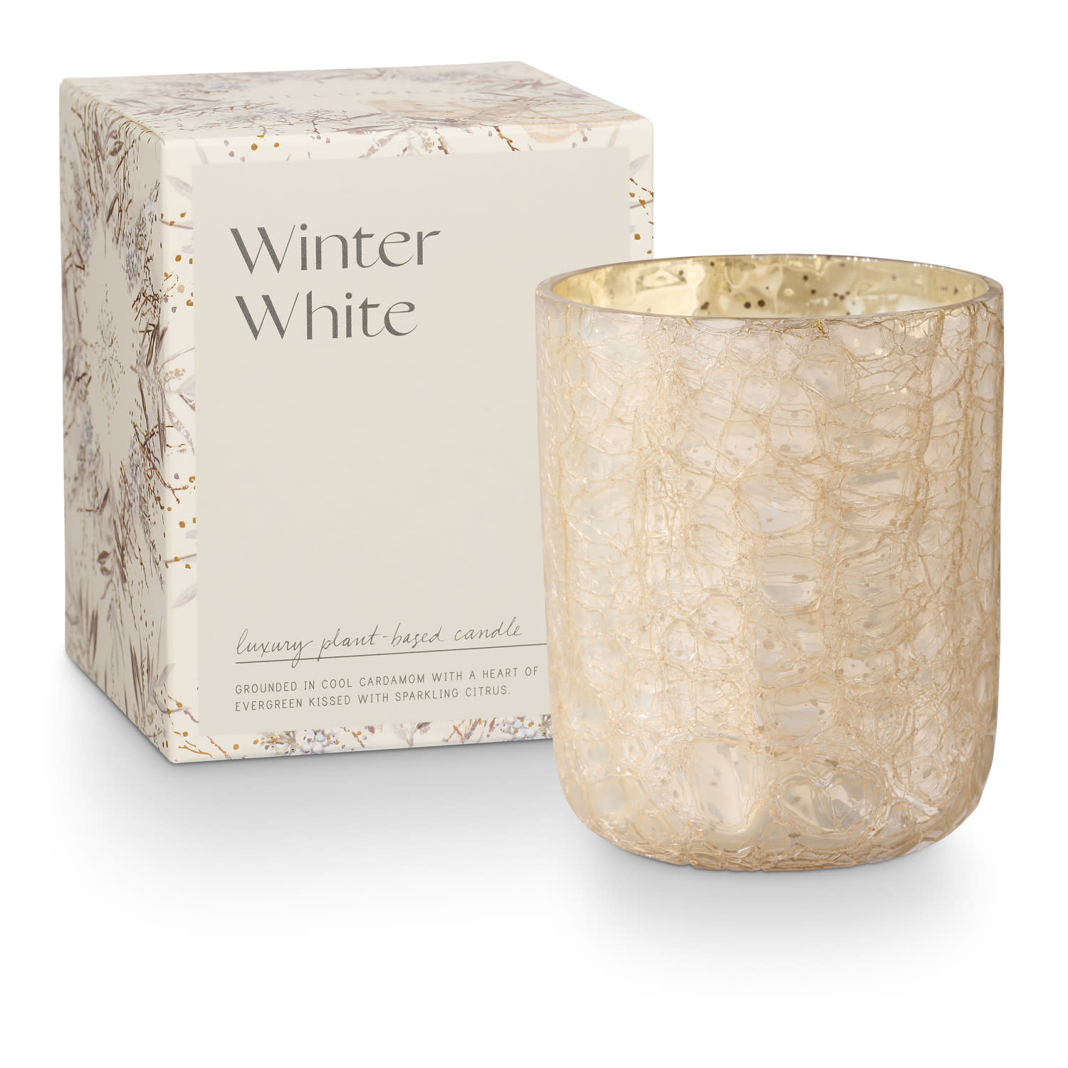 Illume Winter White Small Luxe Sanded Mercury Glass Candle