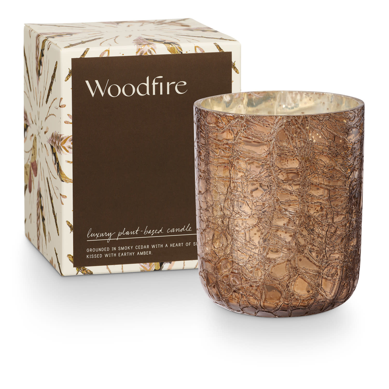 Illume Woodfire Small Luxe Sanded Mercury Glass Candle