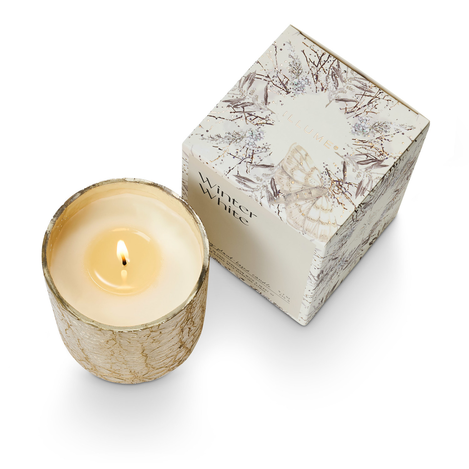 Illume Winter White Small Luxe Sanded Mercury Glass Candle