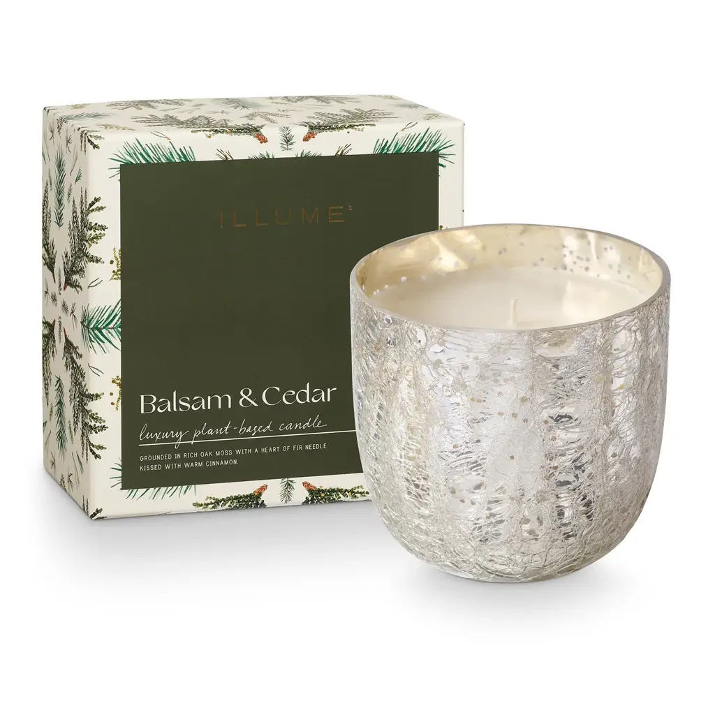 Illume Balsam & Cedar Luxe Sanded Mercury Glass Candle