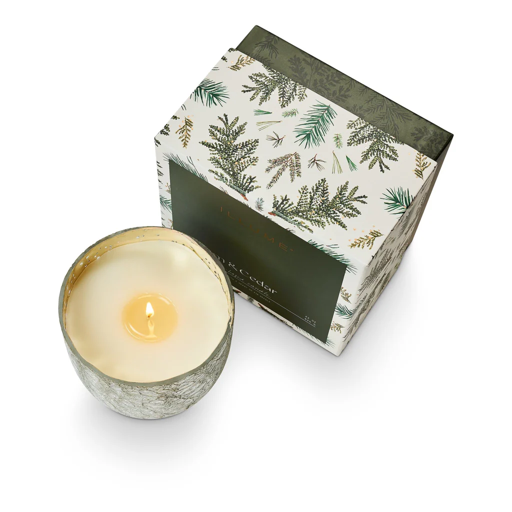 Illume Balsam & Cedar Luxe Sanded Mercury Glass Candle