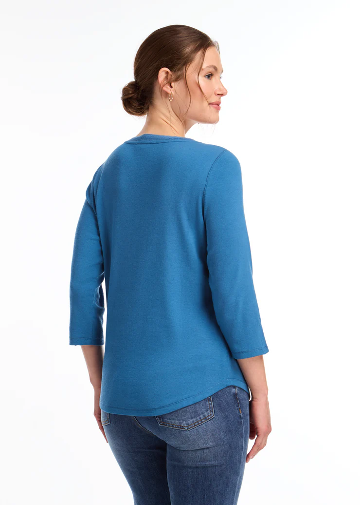 French Dressing 3/4 Sleeve V-Neck Top
