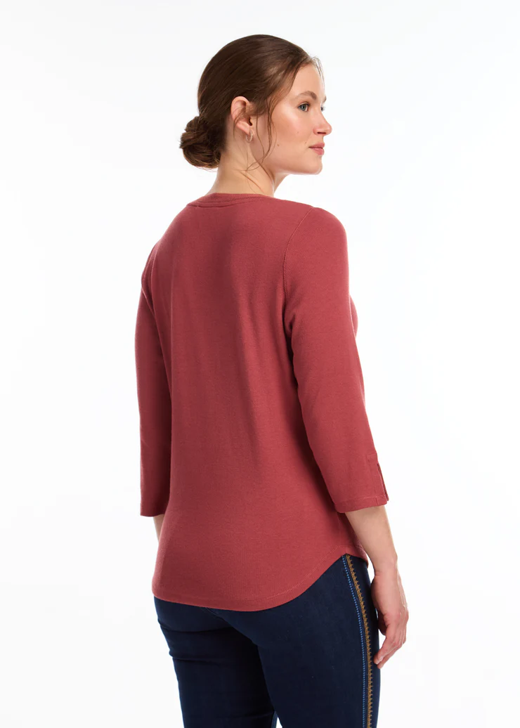 French Dressing 3/4 Sleeve V-Neck Top