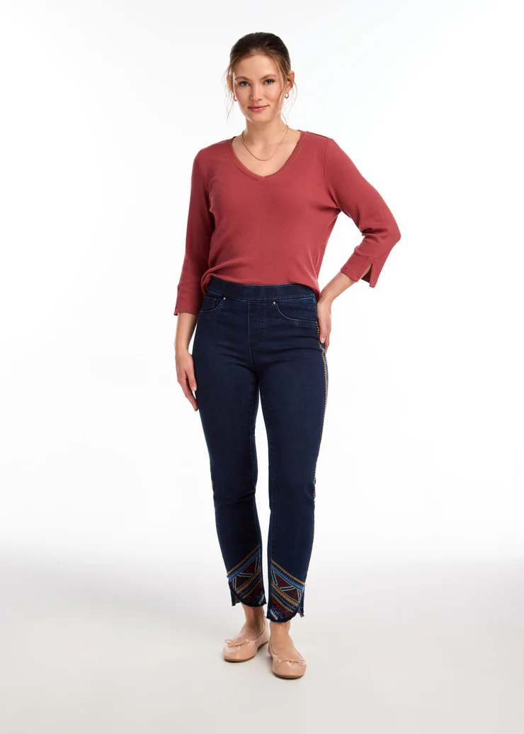 French Dressing 3/4 Sleeve V-Neck Top