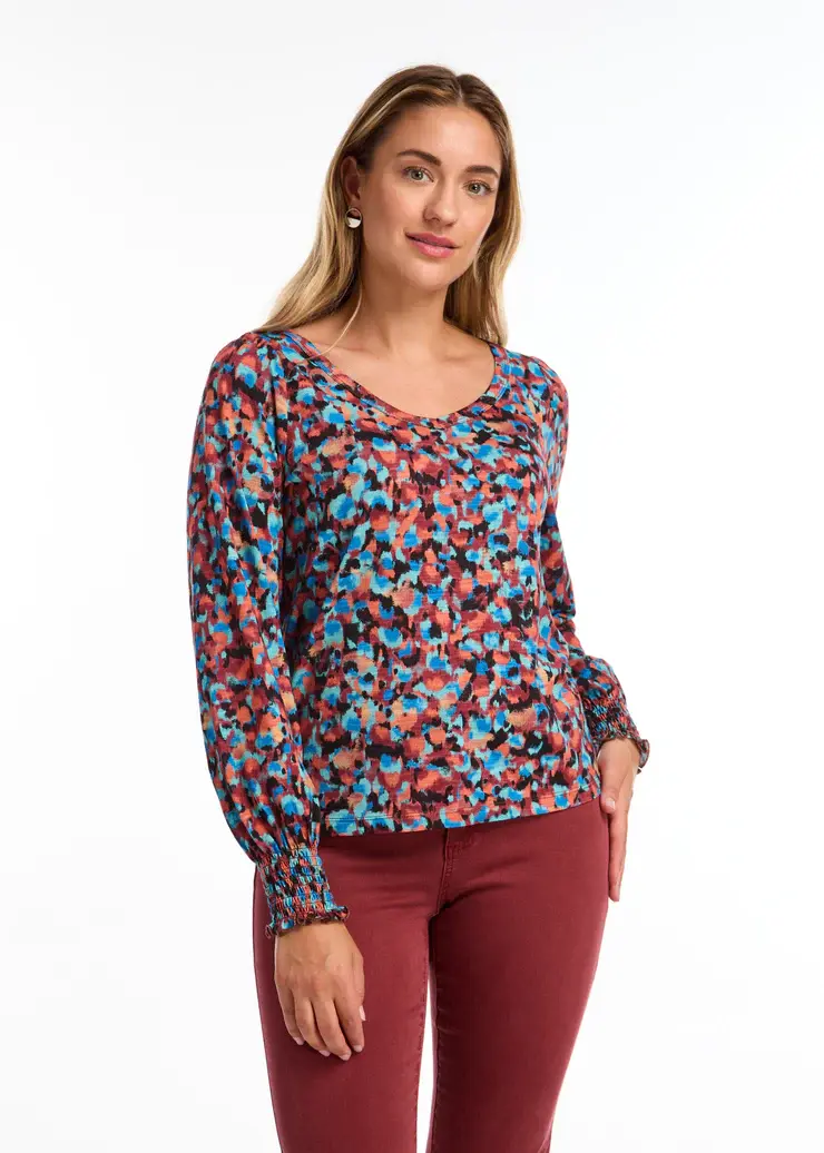 French Dressing Smocked Cuff Top Indi