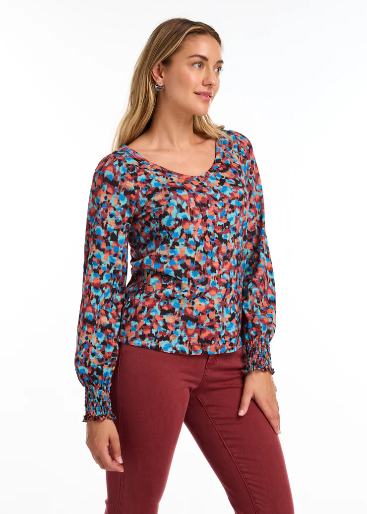 French Dressing Smocked Cuff Top Indi
