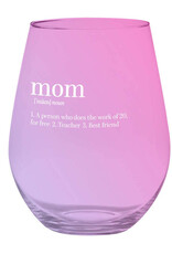 Slant Jumbo Stemless Wine Glass 30 oz Mom