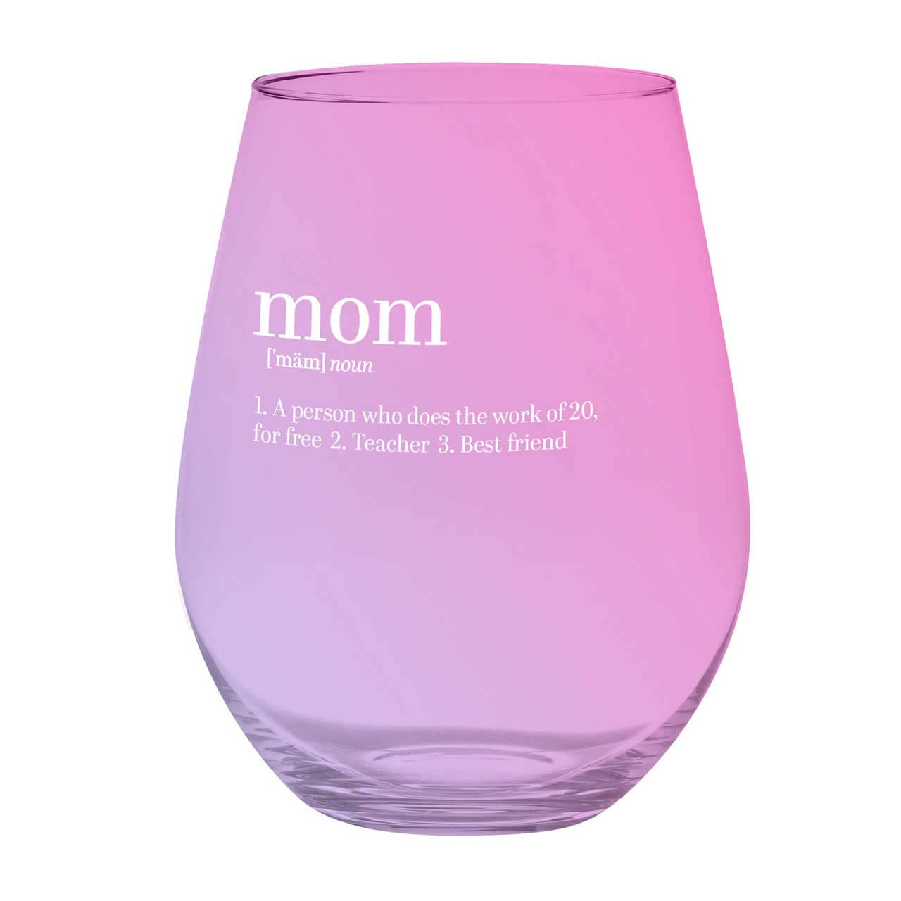 Slant Jumbo Stemless Wine Glass 30 oz Mom