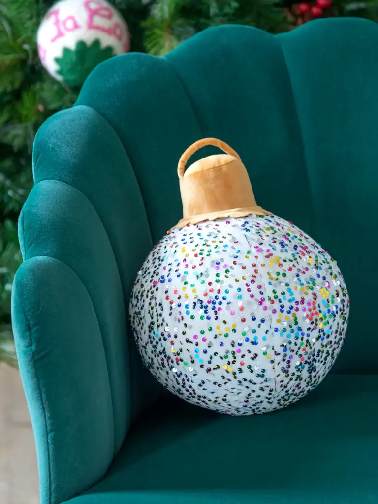 Shiraleah Merry Bauble Sequin Medium Pillow White