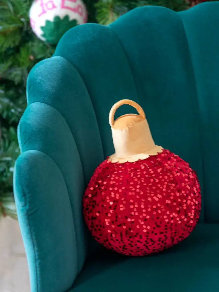 Shiraleah Merry Bauble Sequin Small Pillow Ruby