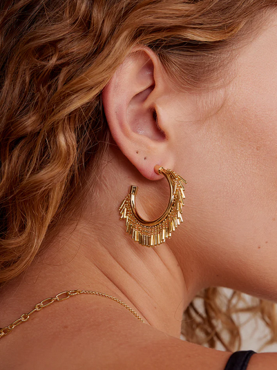 Zenzii Metal Fringe Hoop Earring