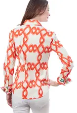 Dizzy Lizzie Rome Shirt Orange Flame Stitch