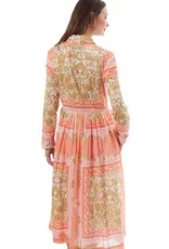 Dizzy Lizzie Tea Length Dress Pink Scroll