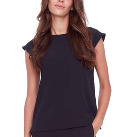 Up Cap Sleeve Top Black