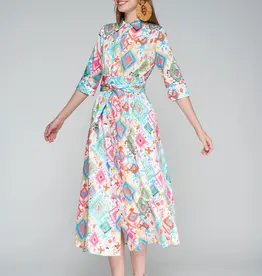 Vilagallo Brenda Dress Ikat Multi