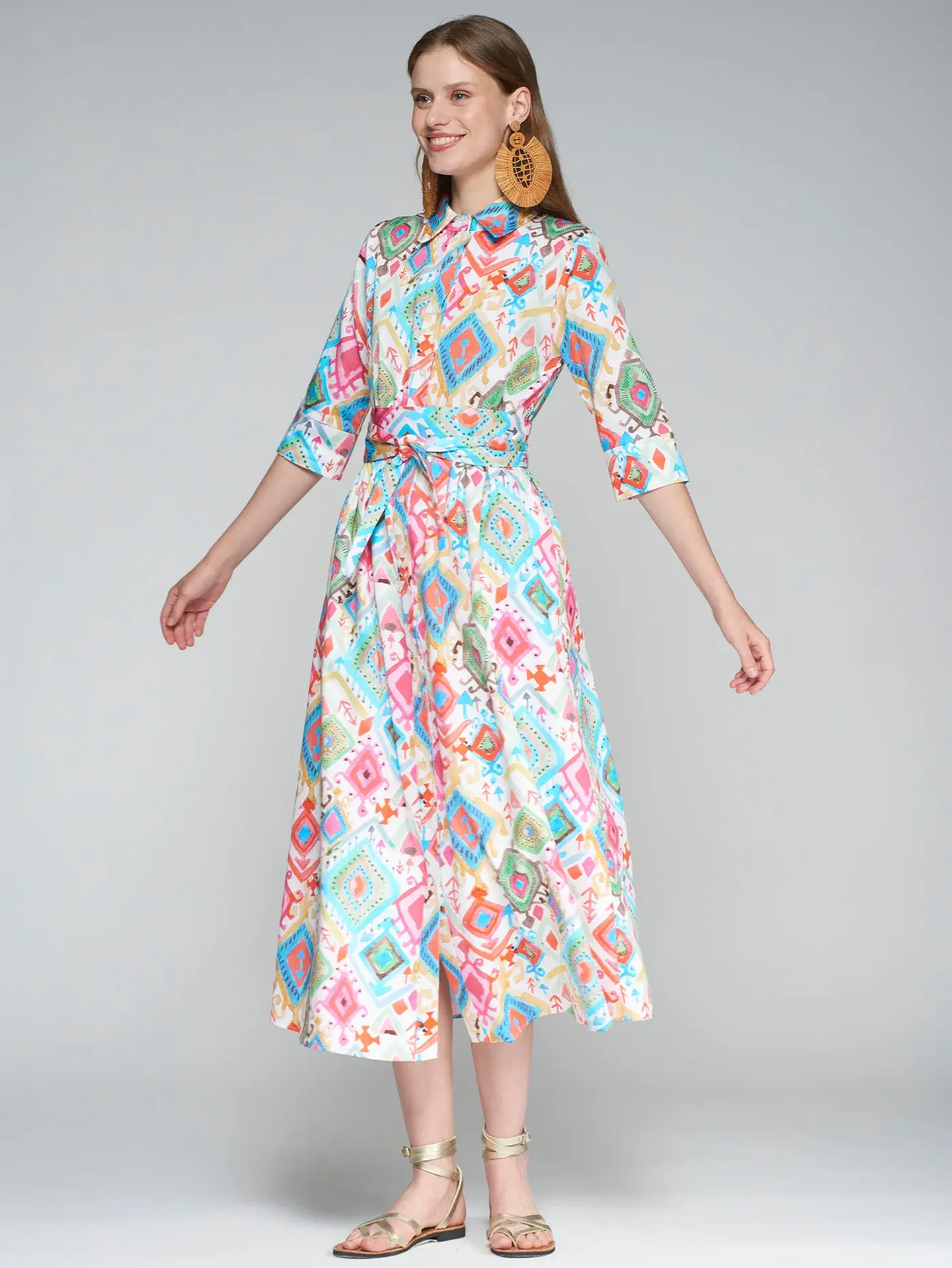 Vilagallo Brenda Dress Ikat Multi