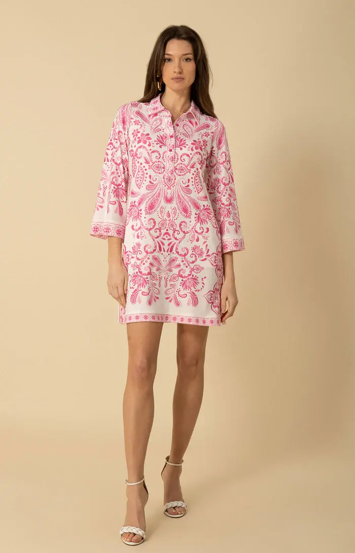 Hale Bob Kathryn Collared Dress Pink