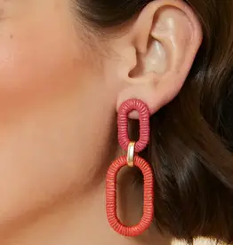 Spartina Straw Link Earrings Coral