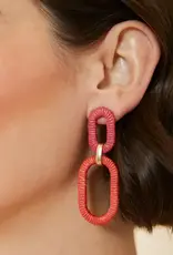 Spartina Straw Link Earrings Coral
