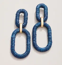 Spartina Straw Link Earrings Navy