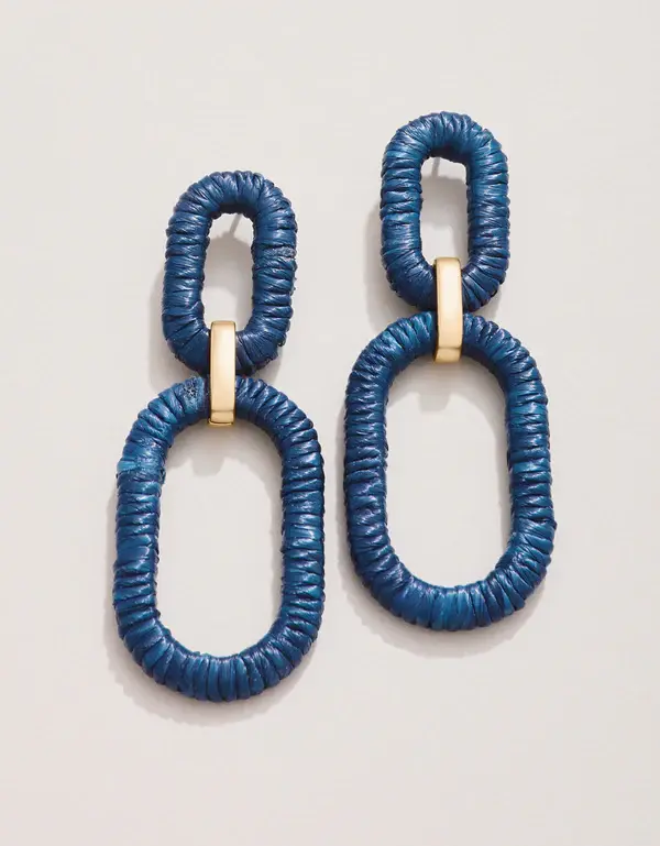 Spartina Straw Link Earrings Navy