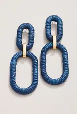 Spartina Straw Link Earrings Navy