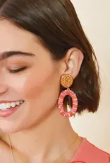 Spartina Straw Oval Earrings Coral