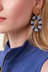Spartina Straw Oval Earrings Blue