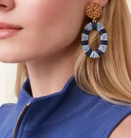 Spartina Straw Oval Earrings Blue