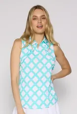 G Lifestyle Ruffle Top Circle Geo Caribbean