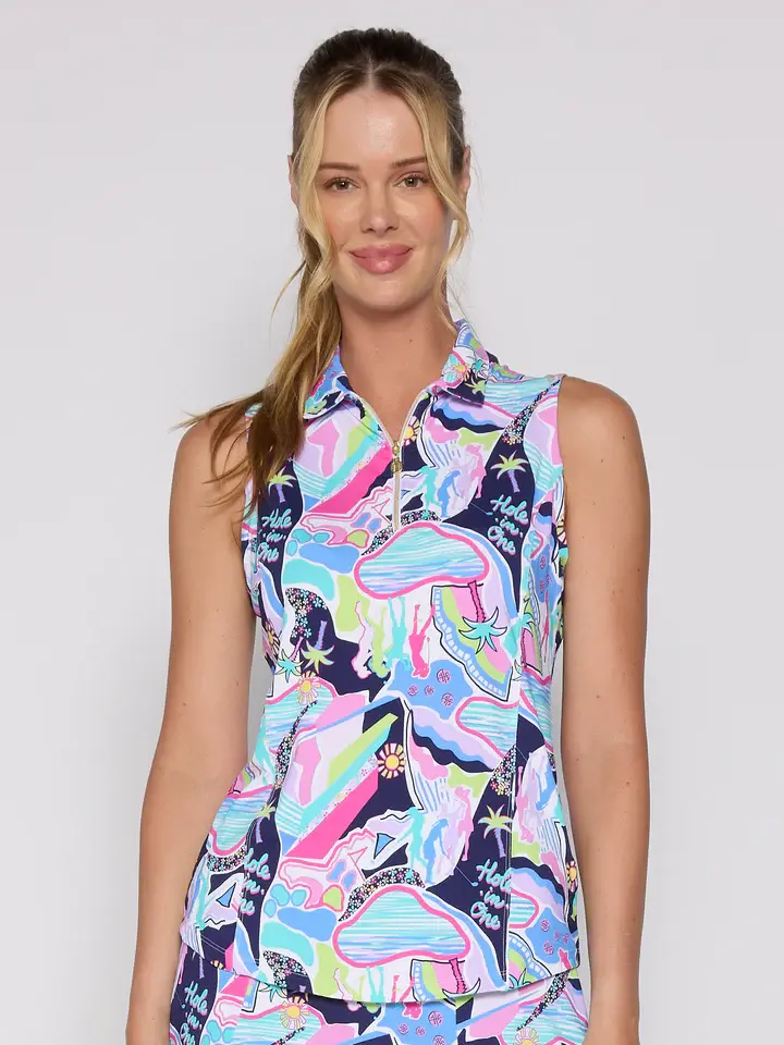 G Lifestyle Sleeveless Polo Navy Golfer