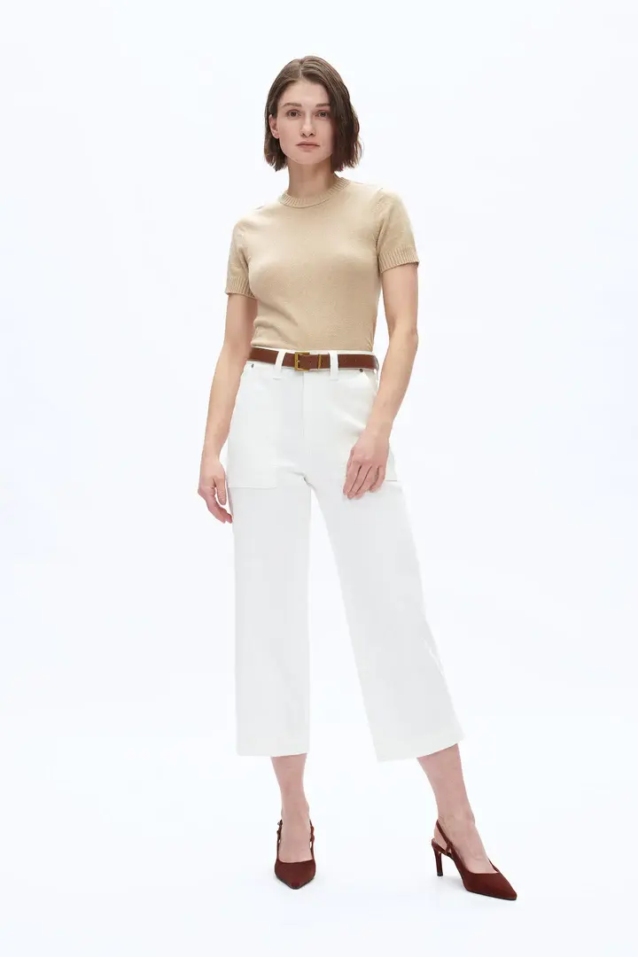 Bayeas Relax Straight Leg Jean White