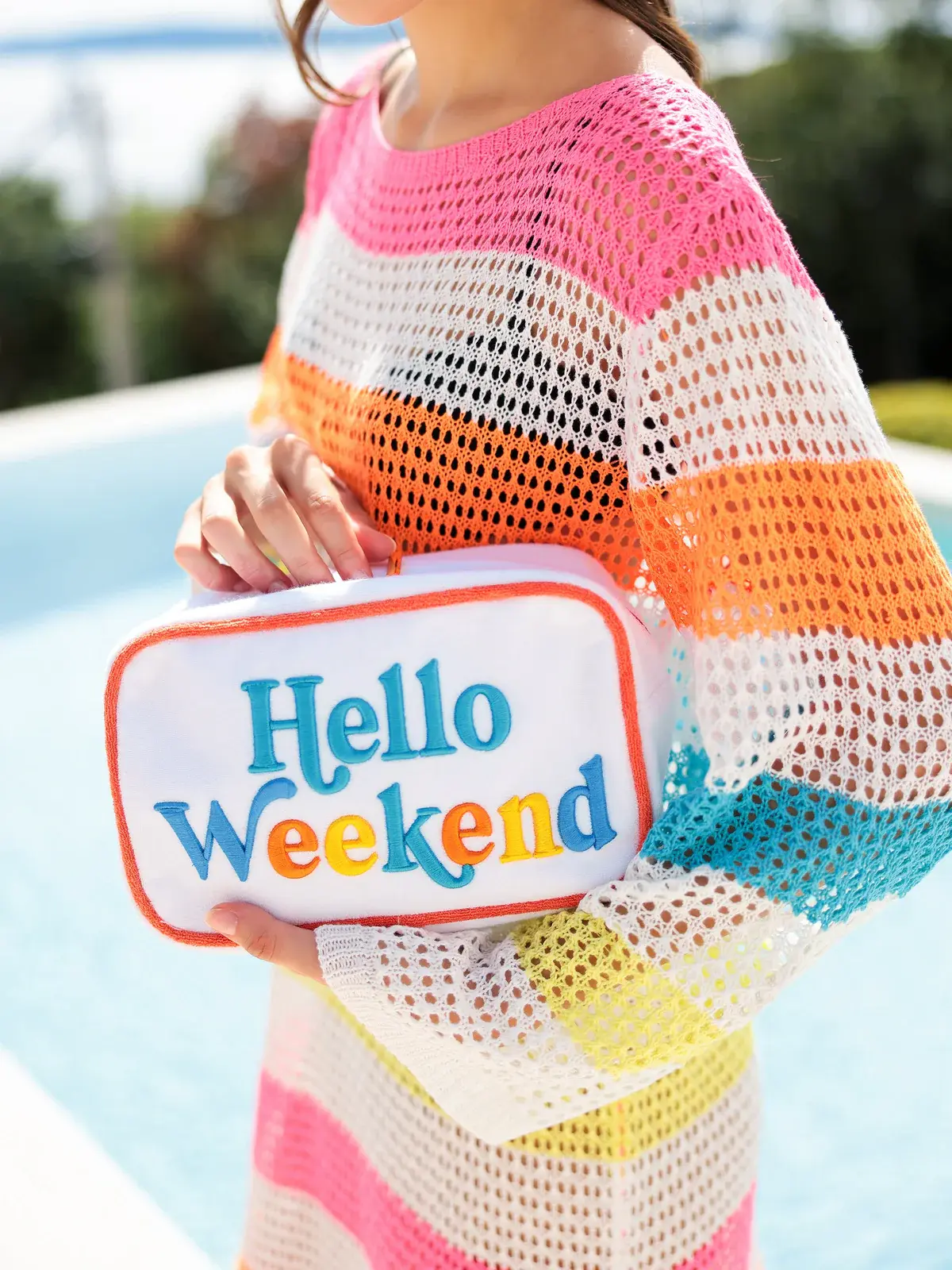 Shiraleah Hello Weekend Pouch White