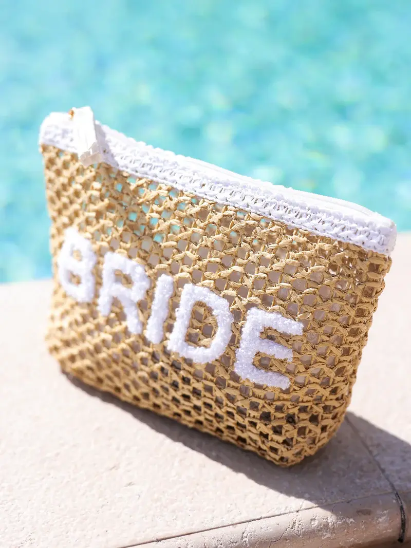 Shiraleah Bride Straw Zip Pouch