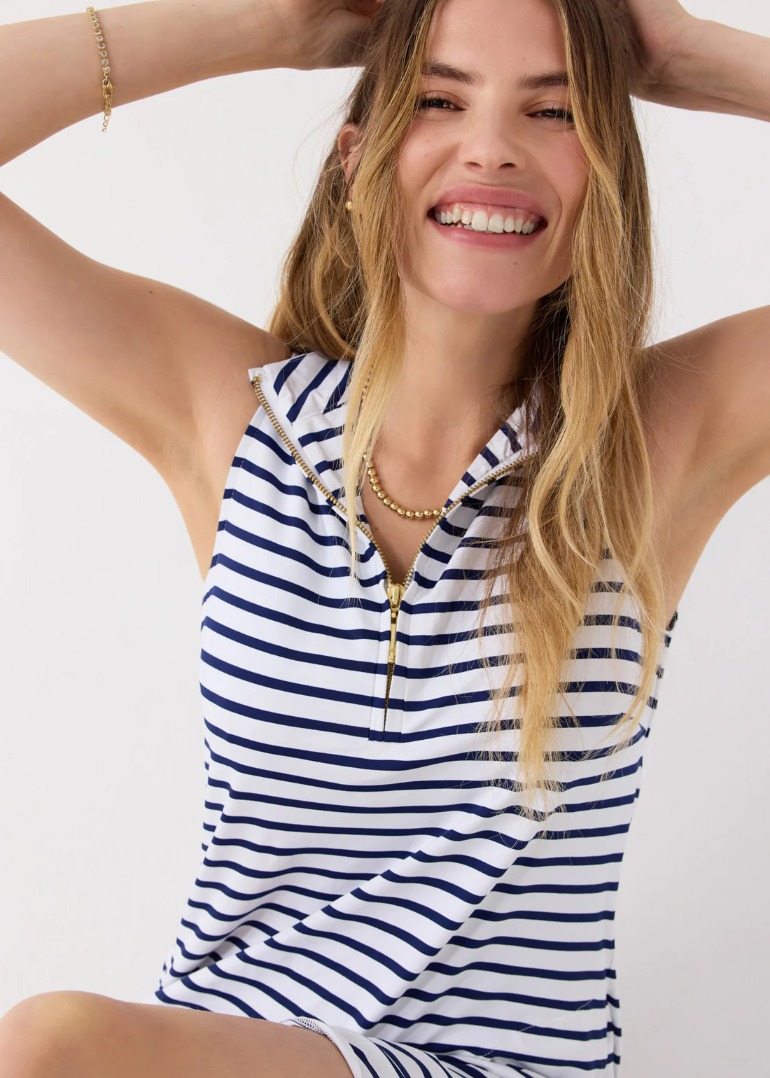 Cabana Life Stripe 1/4 Zip Dress Navy
