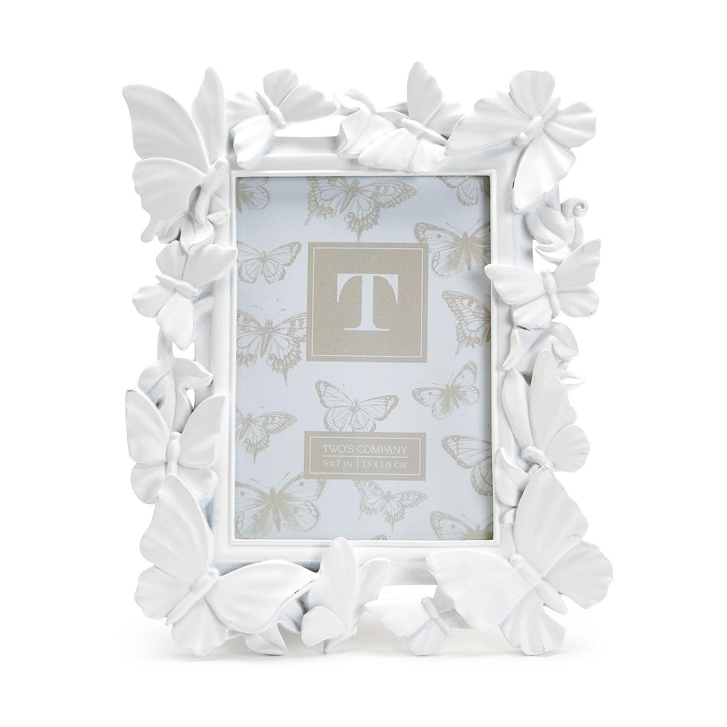 Two's Company White Butterfly 5x7 Frame